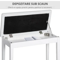 HomCom scaun pian, cu spatiu depozitare, 76x36x50cm, alb(m-4)