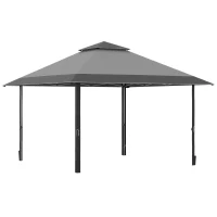 Outsunny 4 x 4m Pop-up Gazebo with Double Roof, UV Proof Canopy Tent, Roller Bag, and Adjustable Legs for Outdoor Party, Steel Frame - Grey(m-1)