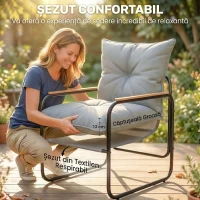 Outsunny Set Bistro 3 Piese, Mobilier Exterior Metal cu Perne, Gri Întunecat(m-5)