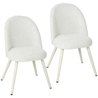 HOMCOM Conjunto 2 Cadeiras de Jantar em Veludo, Assento Acolchoado, Branco(m-1)