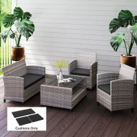 Outsunny Outdoor Seat Cushion Pads for Rattan Furniture, 3 PCs Garden Furniture Cushions, Black(m-14)