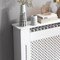 HOMCOM Copritermosifone Moderno a Griglia in MDF per Casa e Ufficio, 78x82x19 cm, Bianco(m-8)