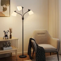 HOMCOM Arc Tree Floor Lamp with 3 Adjustable Rotating Lights and 3000K/4500K/6500K Colour Temperatures, Industrial Standing Lamp with Steel Frame for Bedroom Living Room, 155cm, Black(m-10)