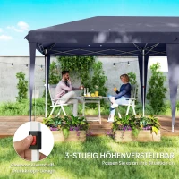 Outsunny Faltpavillon 6 x 3 m, abnehmbare Seitenwände, große Fenster, Reißverschlusstüren, Stahlrahmen, Blau(m-5)