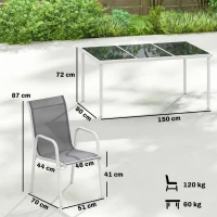 Outsunny Set da Giardino 7 Pezzi: Tavolo Rettangolare e 6 Sedie Impilabili(m-3)