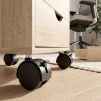 HOMCOM Caisson bureau mobile, meuble rangement sur roulettes avec 5 tiroirs, bois, 40 x 40 x 67 cm, chêne(m-10)