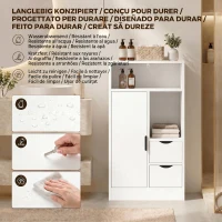 HOMCOM Dulap Baie Îngust cu 2 Sertare și Rafturi Reglabile pentru Bucătărie, Living, Hol, Alb(m-7)