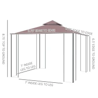 Outsunny Pavilion de grădină cu plasă antimuște și pereți laterali, cort pentru petreceri cu acoperiș dublu, cort de grădină 2,97x2,97m(m-3)