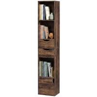 HOMCOM Bookcase with Drawers Adjustable Shelf Bookshelf with 2 Drawers and Cabinet 158 cm Rustic Brown(m-15)