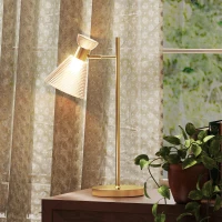 HOMCOM Modern Table Lamp, Bedside Lamp with Adjustable Flower-Shaped Head and E27 Socket for Living Room Bedroom Study, Bulb Not Included, Gold Tone(m-8)