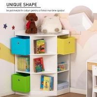 HOMCOM Raft de depozitare pentru copii, 3 sertare din netesut, MDF, antirăsturnare, Alb(m-6)