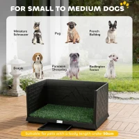 PawHut Dog Toilet Tray, Indoor Outdoor Dog Potty with High Walls, Grass Turf, Slide-Out Tray, Urine Collection Base(m-8)