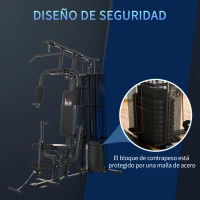 HOMCOM Máquina de Musculación con Estribo para Piernas Placas de Peso de 45 kg Carga Máx. 120 kg 150x110x210 cm Negro(m-5)