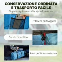 Outsunny Tenda Campeggio a Tunnel per 2-4 Persone Alta 200cm con 2 Stanze, Impermeabile 3000mm per Trekking, Azzurro(m-8)