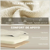 HOMCOM Sofá convertible 2 plazas 3 en 1, sofá cama clic-clac en chenilla con respaldo ajustable, portavasos, beige(m-7)