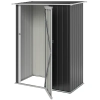 Outsunny gereedschapsschuur tuinhuisje gereedschapsschuur met deur buiten staal donkergrijs 142 x 84 x 189 cm(m-10)