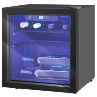 HOMCOM Cave à vin 12 bouteilles 36L, réfrigérateur à vin et boissons avec température réglable 4-16 °C, porte réversible, noir(m-12)