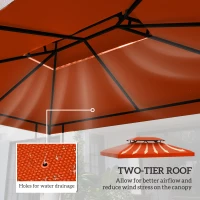 Outsunny Acoperiș de Înlocuire pentru Pavilionuri de Grădină 3x4m Poliester Culoare Cafea(m-7)