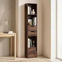 HOMCOM Bookcase with Drawers Adjustable Shelf Bookshelf with 2 Drawers and Cabinet 158 cm Rustic Brown(m-14)