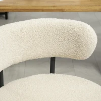 HOMCOM Set di 2 Sedie Sala da Pranzo in Tessuto Sherpa, Sedie da Cucina con Gambe in Acciaio, Sedia Imbottita per Cucina(m-8)