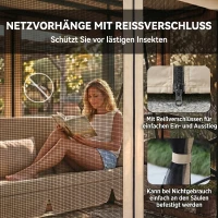 HOMCOM Hollywoodschommel met zijwanden tuinschommel schommel 3-zitter beige(m-6)