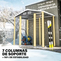 Outsunny Cobertizo Metálico para Jardín 213x120x166/194 cm con Base Refuerzo Puertas Correderas y Ventilaciones Gris Oscuro(m-5)