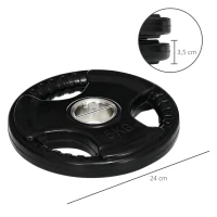 SPORTNOW Hantelscheibe, 2er-Set, 5 kg pro Scheibe, drei Griffe, bodenschonender Gummimantel, Metall(m-3)