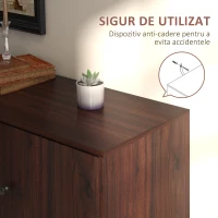 HOMCOM Bufet Modern din Lemn și PAL cu 2 Dulapuri și 3 Sertare, 127x40x76 cm, Maro și Negru(m-7)