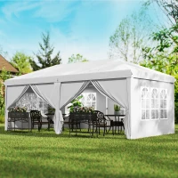 Outsunny Carpa Plegable 5,85x2,95x2,7 m con 4 Paneles 4 Ventanas 2 Puertas 1 Bolsa Anti-UV y 12 Orificios de Drenaje Blanco(m-10)