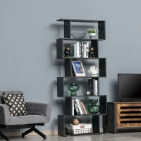 HOMCOM Estante com 6 Prateleiras para Livros em Formato S 80x24x191 cm preto(m-6)