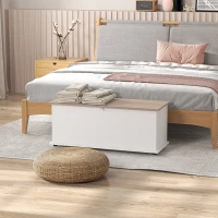 HOMCOM Ladă de Depozitare pentru Interior 113L cu Capac Rabatabil din Lemn pentru Dormitor și Hol, 100 x 40 x 40 cm, Alb(m-10)
