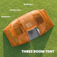 Outsunny 4 Man Camping Tent, UV Protection Tunnel Tent with 2 Bedrooms and Living Area, Large Hiking Sun Shelter, 430 x 240 x 170 cm, Orange(m-4)