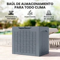 Outsunny Baúl de Jardín con Asas Contenedor para Herramientas Impermeable 56x41x50 cm Gris Claro(m-7)