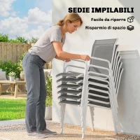 Outsunny Set da Giardino 7 Pezzi: Tavolo Rettangolare e 6 Sedie Impilabili(m-4)