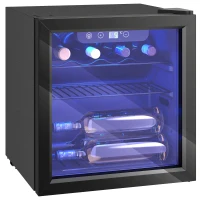 HOMCOM Cave à vin 12 bouteilles 36L, réfrigérateur à vin et boissons avec température réglable 4-16 °C, porte réversible, noir(m-11)