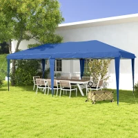 Outsunny Faltpavillon Gartenzelt Partyzelt,  faltbar, wetterbeständig, 5,9 m x 2,95 m x 2, m, Blau(m-10)