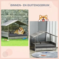 PawHut Hondenkennel Huisdierbed Hondenmand, weerbestendig, afneembaar kussen, Grijs(m-4)