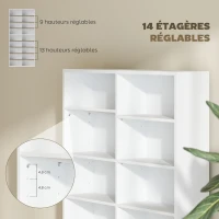 HOMCOM Rangements pour CD et DVD 18 compartiments capacité max. 640 CD/360 DVD 430 Blu-ray 78,5 x 24 x 175 cm blanc(m-5)