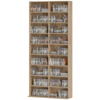 HOMCOM Rangements pour CD et DVD 18 compartiments capacité max. 640 CD/360 DVD 430 Blu-ray 78,5 x 24 x 175 cm bois naturel(m-12)