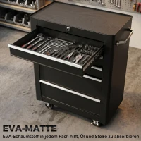 HOMCOM Werkzeugschrank, Werkzeugkiste, 5 Schubladen, rollbar, Stahl, Schwarz(m-5)