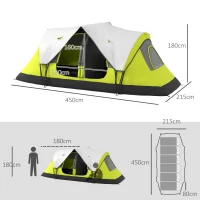 Outsunny Campingzelt, 2 Räume, Trennwand, für 3 Personen, Regenschutz, Dunkelgrün(m-3)
