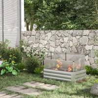Outsunny Raised Beds for Garden with Mini Greenhouse, Galvanised Outdoor Planters and Cold Grame, for Herbs and Vegetables(m-2)