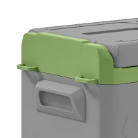 Outsunny 24,2 liter campingkoelkast, autokoelkast, koelbox met LED-licht, AC- en DC-adapter, stille werking, Grijs+Groen(m-11)