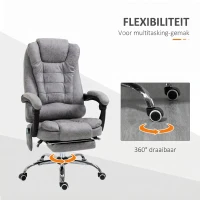 Vinsetto Bureaustoel met Massagefunctie, Ergonomische Bureaustoel met Leun- & Warmtefunctie, Afstandsbediening, Grijs(m-7)