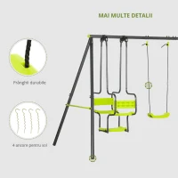 Outsunny Balansoar 4 agrafe portico cu balansoar - dim. 3,55L x 1,84l x 1,86H m metal epoxid anticoroziv PE Gri(m-4)