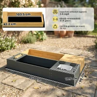 AIYAPLAY Set ladă pentru nisip 2 piese 150x90 cm lemn ladă de nisip cu bancă spațiu depozitare plită chiuvetă detașabilă mărgele abac Galben(m-3)