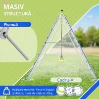 Outsunny 4 în 1 balansoar portic pentru copii cu 2 șezlonguri de balansoar, scară cățărătoare și plasă de escaladă verde(m-6)