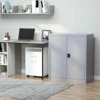 Vinsetto Aktenschrank Stahlschrank Mehrzweckschrank mit verstellbarem Regal und Schloss für Arbeitszimmer Wohnzimmer Grau(m-2)