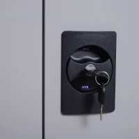 Vinsetto Aktenschrank Stahlschrank Mehrzweckschrank mit verstellbarem Regal und Schloss für Arbeitszimmer Wohnzimmer Grau(m-7)
