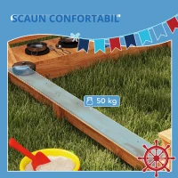 Outsunny Cutie de nisip cu copertină Corabie de pirați, incl. set de bucătărie pentru copii, lemn masiv, 180 x 103 x 144,5 cm, Verde(m-7)